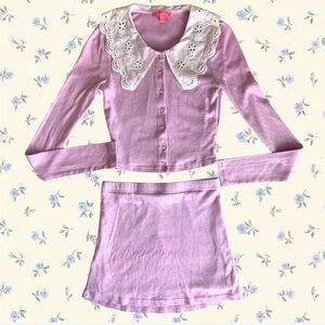 Sugar Thrillz Coquette Pinup Girl Pointelle Mini Skirt Set